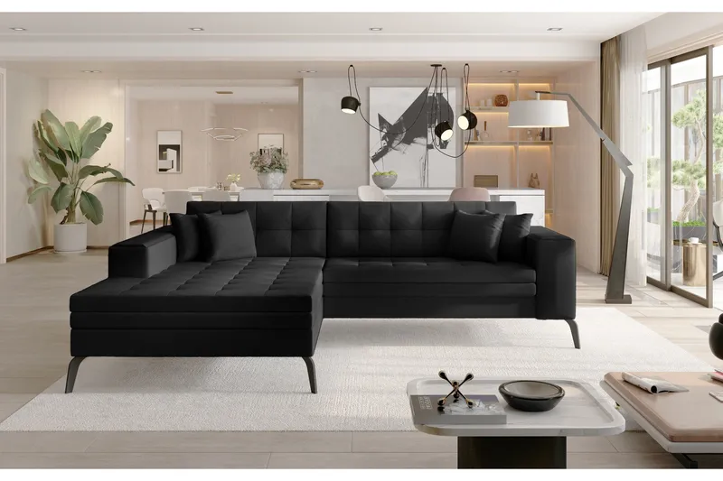 Solangis Divansofa Venstre, Lær/Svart