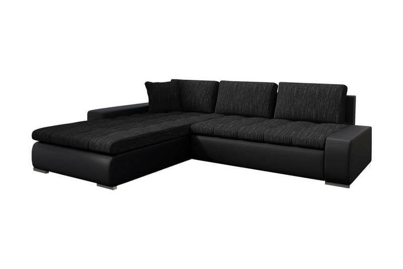 Sovesofa Ianto med Divan Vendbar - Svart - Skinnsofaer - Sovesofa divan