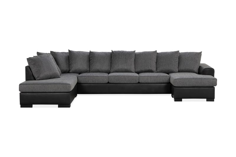 U-sofa Friday Large med Divan Høyre Kunstlær - Grå - Skinnsofaer - U-sofa