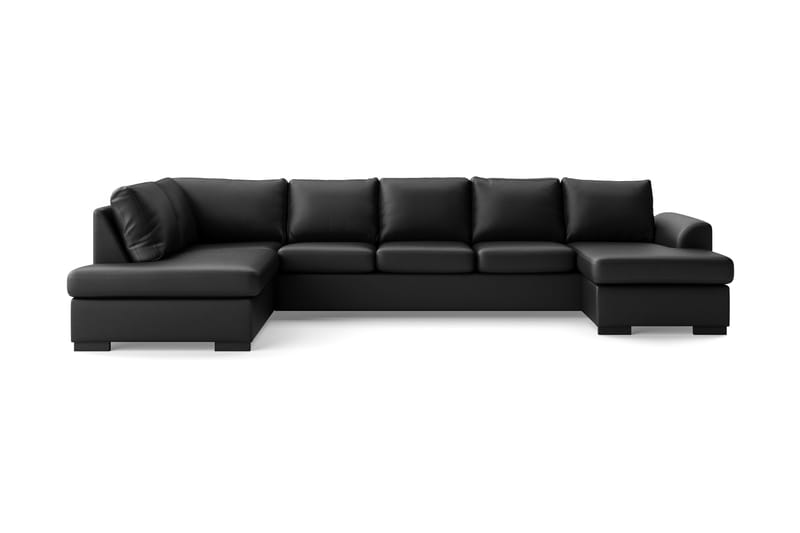 U-sofa Ohio Large med Divan Høyre Kunstlær - Svart - Skinnsofaer - U-sofa