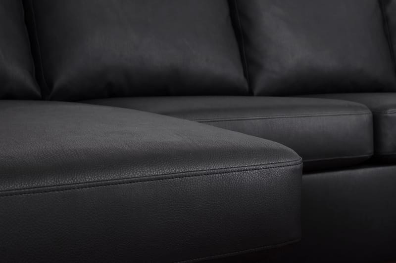 U-sofa Ohio med Dobbeldivan Kunstlær - Svart - Skinnsofaer - U-sofa