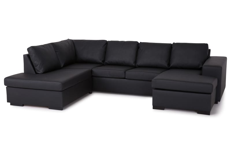 U-sofa Sit Down med Divan Høyre Kunstlær - Svart - Skinnsofaer - U-sofa