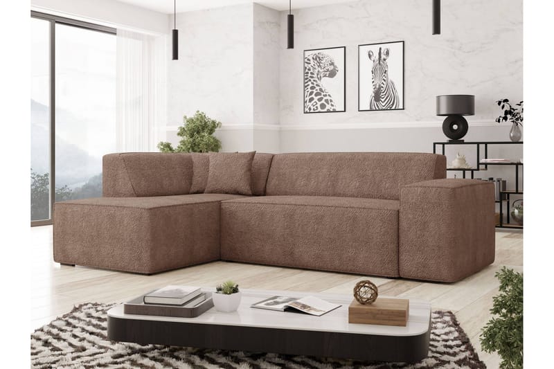 Slucajno Sofa Med Sjeselong 4-Seter - Brun - Møbler - Sofaer - Sofaer med sjeselong - 4 seters sofa med divan