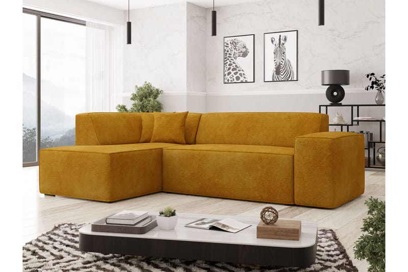 Slucajno Sofa Med Sjeselong 4-Seter - Gul - Møbler - Sofaer - Sofaer med sjeselong - 4 seters sofa med divan