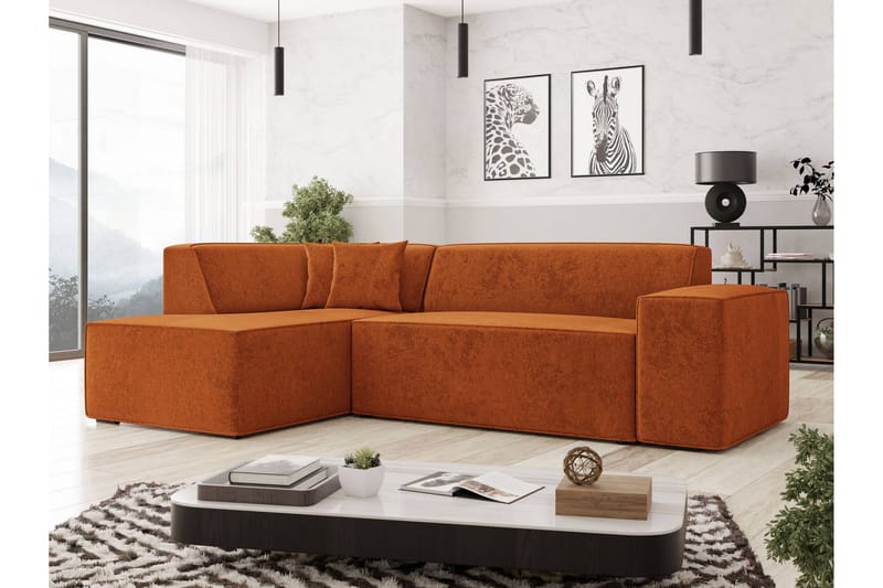 Slucajno Sofa Med Sjeselong 4-Seter - Oransje - Møbler - Sofaer - Sofaer med sjeselong - 4 seters sofa med divan