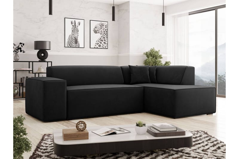 Slucajno Sofa Med Sjeselong 4-Seter - Svart - Møbler - Sofaer - Sofaer med sjeselong - 4 seters sofa med divan