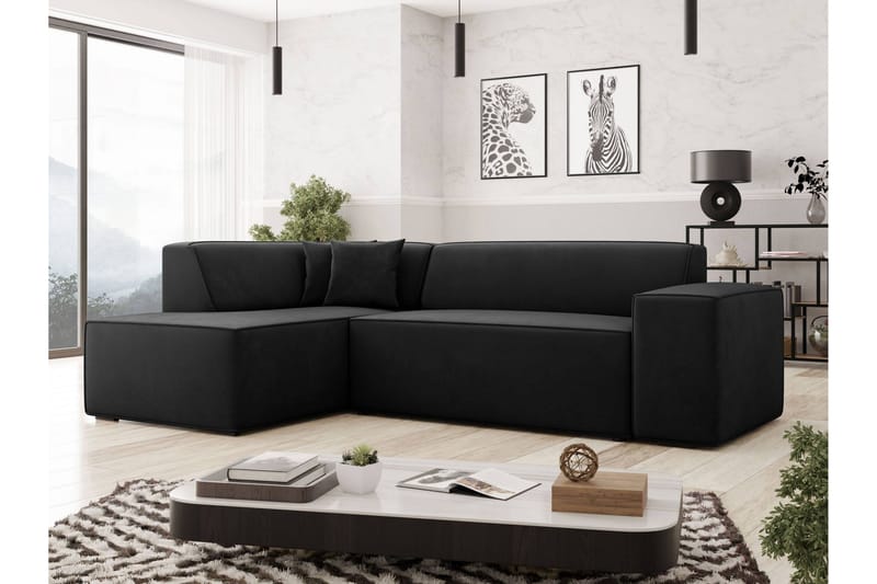 Slucajno Sofa Med Sjeselong 4-Seter - Svart - Møbler - Sofaer - Sofaer med sjeselong - 4 seters sofa med divan