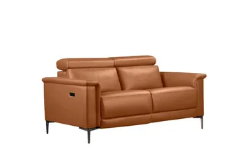 Sofa 2-seter Lund Kognac, Lær/PU, Elektrisk recliner