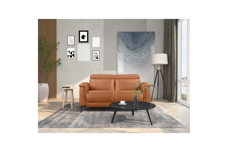 Sofa 2-seter Lund Kognac, Lær/PU, Elektrisk recliner - Kognac, Lær/PU, Elektrisk recliner - Møbler - Sofaer - Reclinersofaer