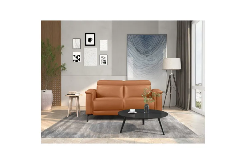 Sofa 2-seter Lund Kognac, Lær/PU, Elektrisk recliner - Kognac, Lær/PU, Elektrisk recliner - Møbler - Sofaer - Reclinersofaer