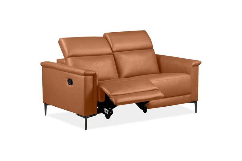 Sofa 2-seter Lund Kognac, Lær/PU, Manuell hvilestol - Kognac, Lær/PU, Manuell hvilestol - Møbler - Sofaer - Reclinersofaer