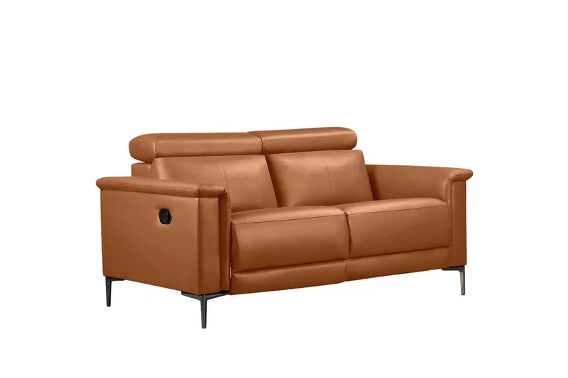 Sofa 2-seter Lund Kognac, Lær/PU, Manuell hvilestol - Kognac, Lær/PU, Manuell hvilestol - Møbler - Sofaer - Reclinersofaer