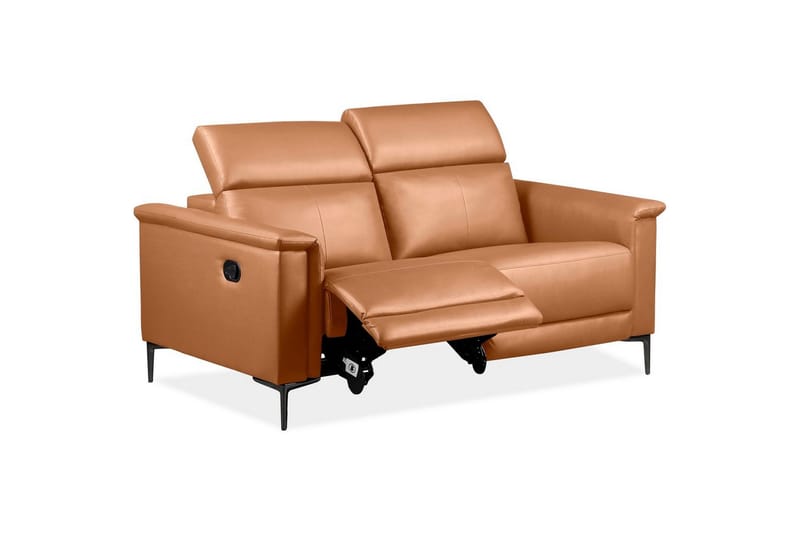 Sofa 2-seter Lund Kognac, PU, Manuell hvilestol - Kognac, PU, Manuell hvilestol - Møbler - Sofaer - Reclinersofaer