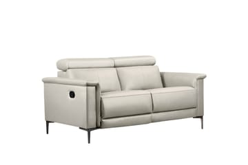Sofa 2-seter Lund Krem, Lær/PU, Manuell hvilestol