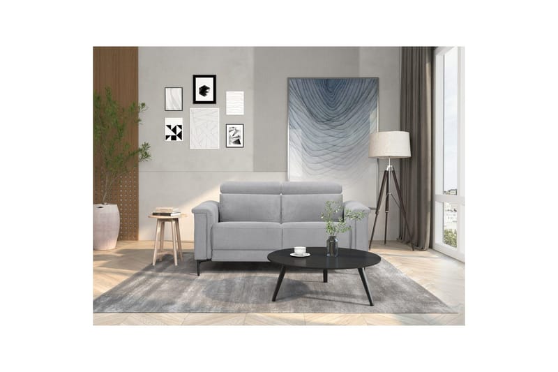 Sofa 2-seter Lund Lys grå, Belfast-stoff, Elektrisk recliner - Lys grå, Belfast-stoff, Elektrisk recliner - Møbler - Sofaer - Reclinersofaer