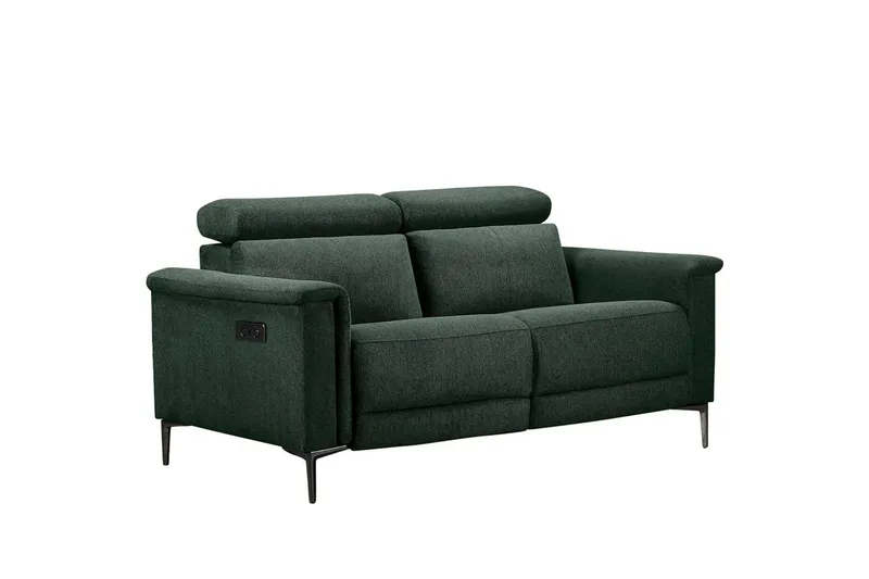 Sofa 2-seter Lund Mørk grønn, Belfast-stoff, Elektrisk recliner, Mørk grønn, Belfast-stoff, Elektrisk recliner
