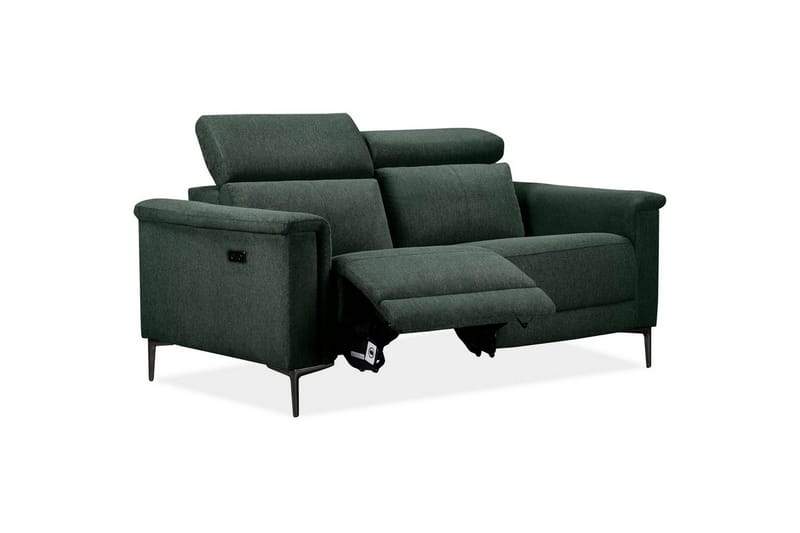 Sofa 2-seter Lund Mørk grønn, Belfast-stoff, Elektrisk recliner - Mørk grønn, Belfast-stoff, Elektrisk recliner - Møbler - Sofaer - Reclinersofaer