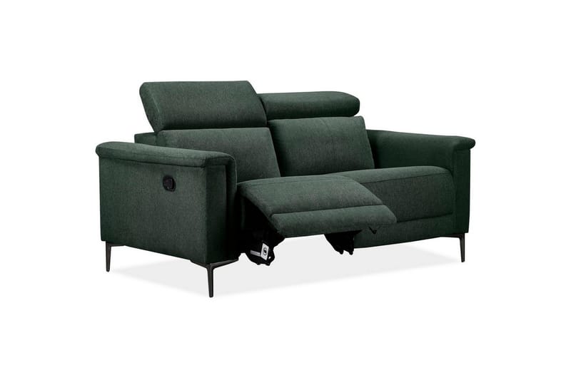 Sofa 2-seter Lund Mørk grønn, Belfast-stoff, Manuell hvilestol - Mørk grønn, Belfast-stoff, Manuell hvilestol - Møbler - Sofaer - Reclinersofaer