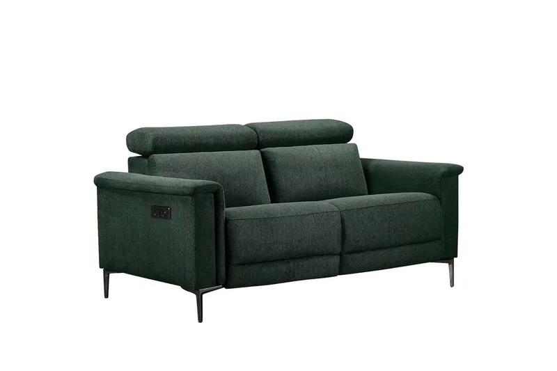 Sofa 2-seter Lund Mørk grønn, Belfast-stoff, Manuell hvilestol - Mørk grønn, Belfast-stoff, Manuell hvilestol - Møbler - Sofaer - Reclinersofaer