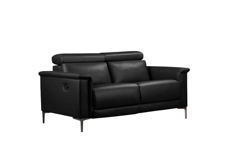 Sofa 2-seter Lund Svart, Lær/PU, Manuell hvilestol - Svart, Lær/PU, Manuell hvilestol - Møbler - Sofaer - Reclinersofaer