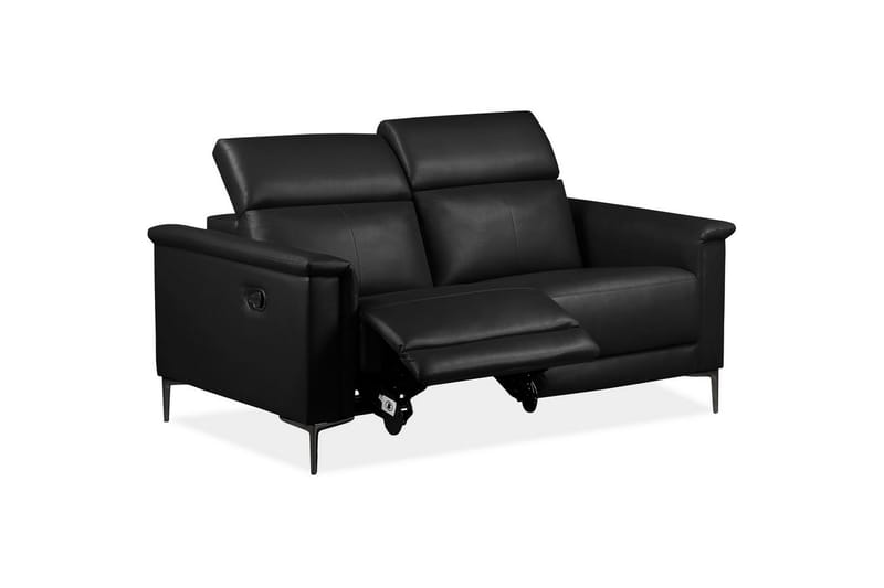 Sofa 2-seter Lund Svart, Lær/PU, Manuell hvilestol - Svart, Lær/PU, Manuell hvilestol - Møbler - Sofaer - Reclinersofaer
