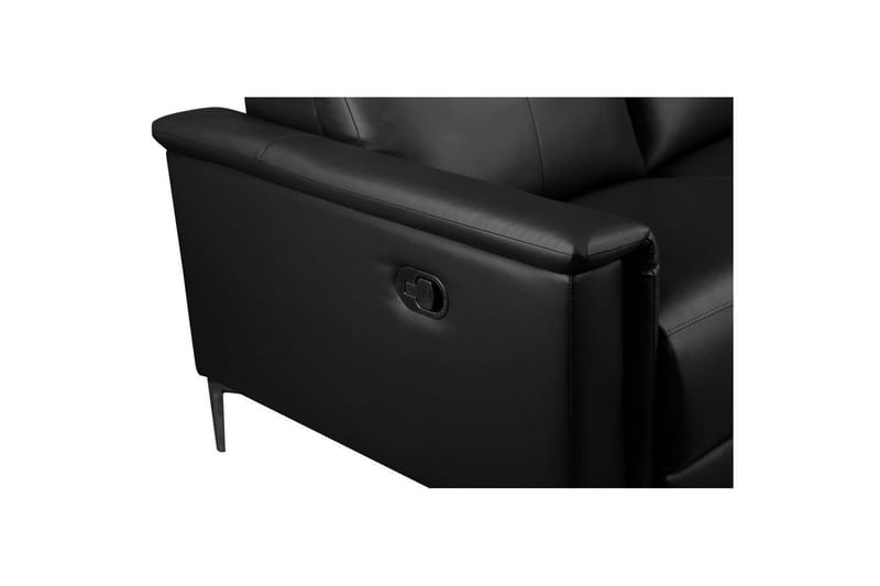 Sofa 2-seter Lund Svart, Lær/PU, Manuell hvilestol - Svart, Lær/PU, Manuell hvilestol - Møbler - Sofaer - Reclinersofaer