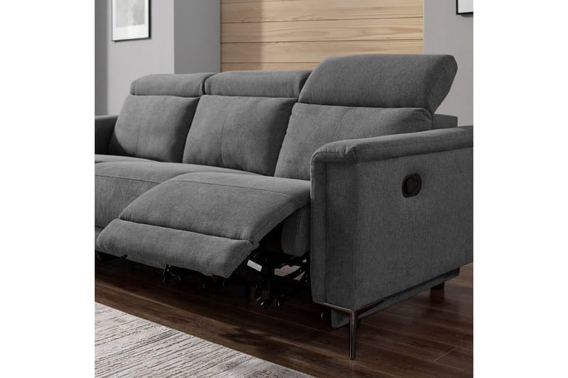 Sofa 3-seter Lund Antrasitt, Belfast-stoff, Manuell hvilestol - Antrasitt, Belfast-stoff, Manuell hvilestol - Møbler - Sofaer - Reclinersofaer
