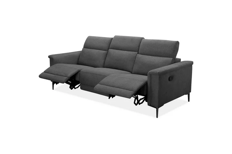 Sofa 3-seter Lund Antrasitt, Belfast-stoff, Manuell hvilestol - Antrasitt, Belfast-stoff, Manuell hvilestol - Møbler - Sofaer - Reclinersofaer