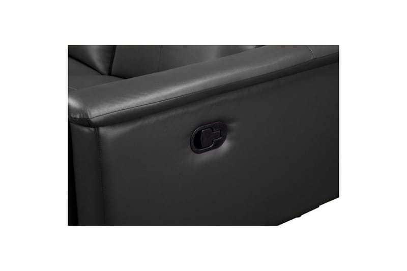 Sofa 3-seter Lund Grå, Lær/PU, Manuell hvilestol - Grå, Lær/PU, Manuell hvilestol - Møbler - Sofaer - Reclinersofaer