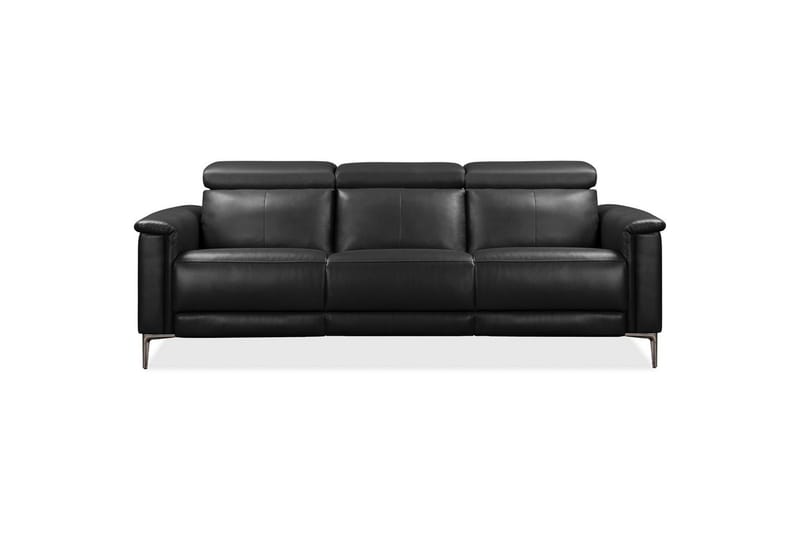 Sofa 3-seter Lund Grå, Lær/PU, Manuell hvilestol - Grå, Lær/PU, Manuell hvilestol - Møbler - Sofaer - Reclinersofaer