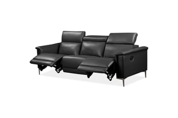 Sofa 3-seter Lund Grå, Lær/PU, Manuell hvilestol - Grå, Lær/PU, Manuell hvilestol - Møbler - Sofaer - Reclinersofaer