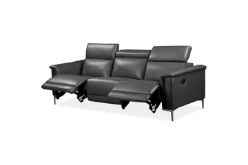 Sofa 3-seter Lund Grå, PU, Manuell hvilestol - Grå, PU, Manuell hvilestol - Møbler - Sofaer - Reclinersofaer