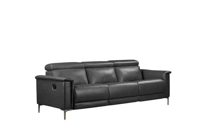 Sofa 3-seter Lund Grå, PU, Manuell hvilestol - Grå, PU, Manuell hvilestol - Møbler - Sofaer - Reclinersofaer