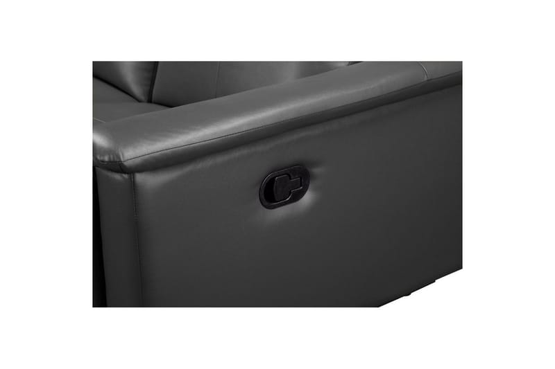 Sofa 3-seter Lund Grå, PU, Manuell hvilestol - Grå, PU, Manuell hvilestol - Møbler - Sofaer - Reclinersofaer