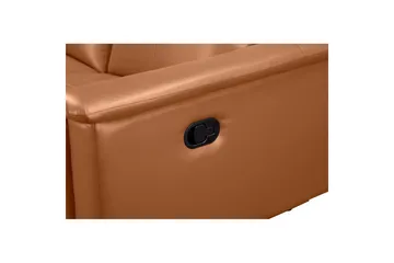 Sofa 3-seter Lund Kognac, Lær/PU, Manuell hvilestol - Kognac, Lær/PU, Manuell hvilestol - Møbler - Sofaer - Reclinersofaer