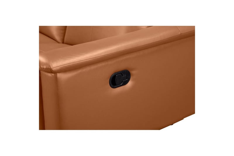 Sofa 3-seter Lund Kognac, Lær/PU, Manuell hvilestol - Kognac, Lær/PU, Manuell hvilestol - Møbler - Sofaer - Reclinersofaer