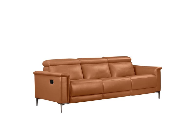 Sofa 3-seter Lund Kognac, Lær/PU, Manuell hvilestol - Kognac, Lær/PU, Manuell hvilestol - Møbler - Sofaer - Reclinersofaer