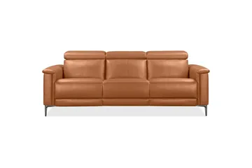 Sofa 3-seter Lund Kognac, Lær/PU, Manuell hvilestol - Kognac, Lær/PU, Manuell hvilestol - Møbler - Sofaer - Reclinersofaer