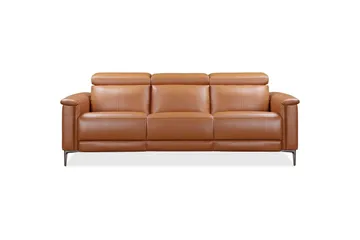 Sofa 3-seter Lund Kognac, PU, Manuell hvilestol - Kognac, PU, Manuell hvilestol - Møbler - Sofaer - Reclinersofaer