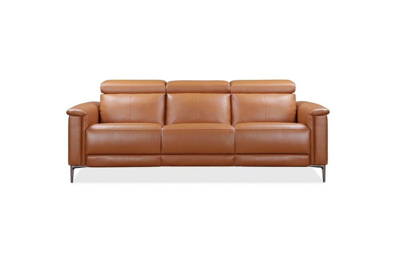 Sofa 3-seter Lund Kognac, PU, Manuell hvilestol - Kognac, PU, Manuell hvilestol - Møbler - Sofaer - Reclinersofaer