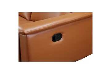 Sofa 3-seter Lund Kognac, PU, Manuell hvilestol - Kognac, PU, Manuell hvilestol - Møbler - Sofaer - Reclinersofaer
