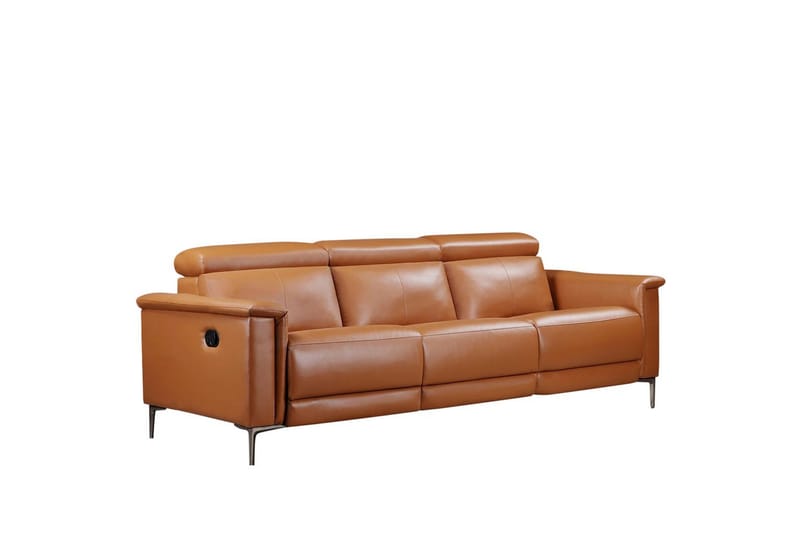Sofa 3-seter Lund Kognac, PU, Manuell hvilestol - Kognac, PU, Manuell hvilestol - Møbler - Sofaer - Reclinersofaer