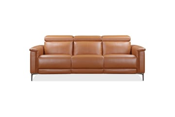 Sofa 3-seter Lund Kognac, PU, Manuell hvilestol - Kognac, PU, Manuell hvilestol - Møbler - Sofaer - Reclinersofaer