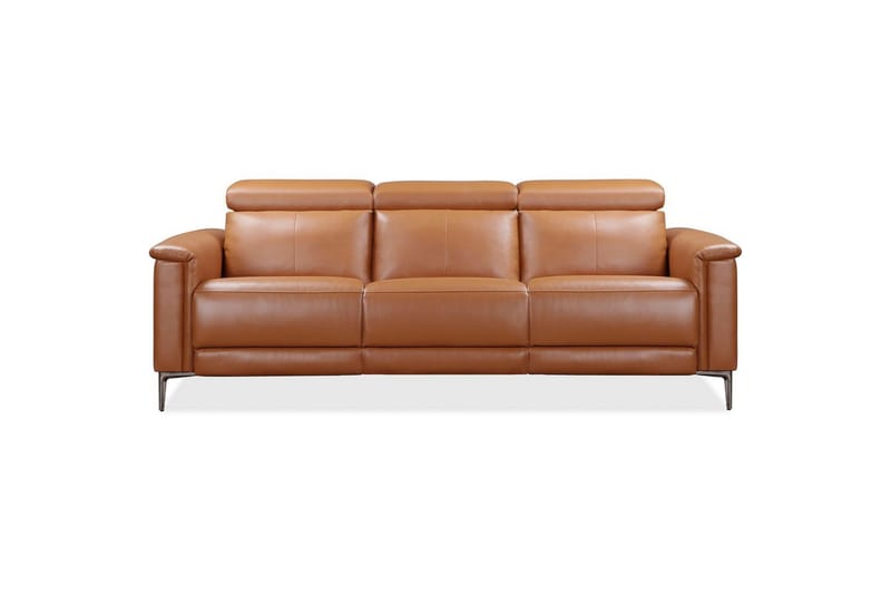 Sofa 3-seter Lund Kognac, PU, Manuell hvilestol - Kognac, PU, Manuell hvilestol - Møbler - Sofaer - Reclinersofaer