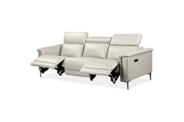 Sofa 3-seter Lund Krem, Lær/PU, Elektrisk recliner - Krem, Lær/PU, Elektrisk recliner - Møbler - Sofaer - Reclinersofaer
