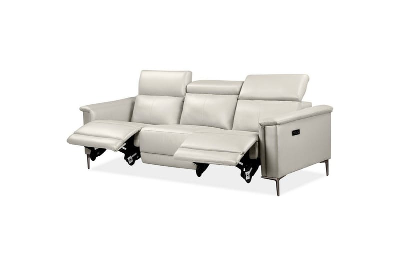 Sofa 3-seter Lund Krem, Lær/PU, Elektrisk recliner - Krem, Lær/PU, Elektrisk recliner - Møbler - Sofaer - Reclinersofaer
