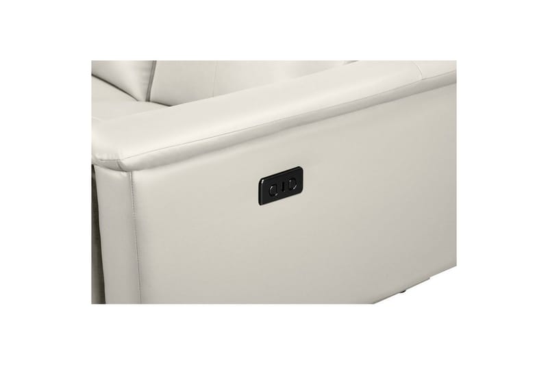 Sofa 3-seter Lund Krem, Lær/PU, Elektrisk recliner - Krem, Lær/PU, Elektrisk recliner - Møbler - Sofaer - Reclinersofaer