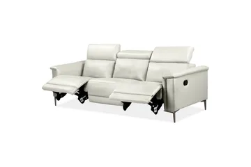 Sofa 3-seter Lund Krem, PU, Manuell hvilestol - Krem, PU, Manuell hvilestol - Møbler - Sofaer - Reclinersofaer