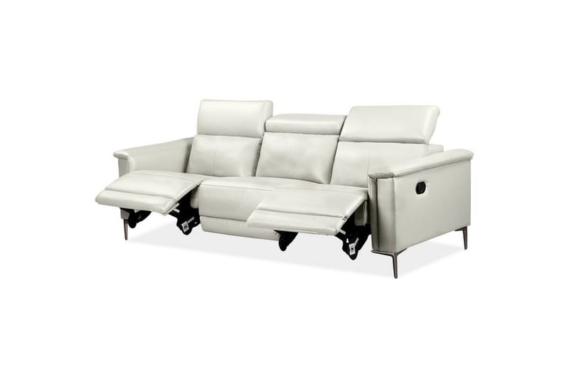 Sofa 3-seter Lund Krem, PU, Manuell hvilestol - Krem, PU, Manuell hvilestol - Møbler - Sofaer - Reclinersofaer