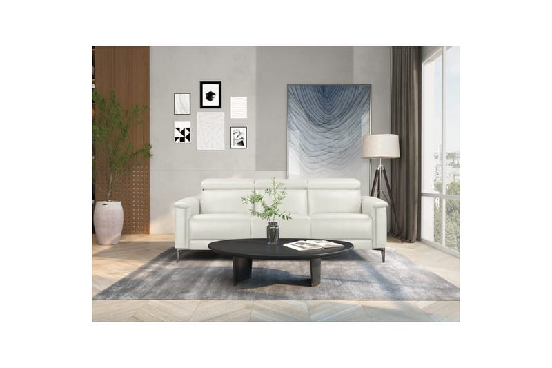 Sofa 3-seter Lund Krem, PU, Manuell hvilestol - Krem, PU, Manuell hvilestol - Møbler - Sofaer - Reclinersofaer